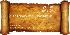 Stefanovits Dormán névjegykártya
